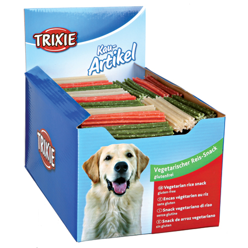 Se Trixie Hunde Snack Tyggepinde med Ris - 12cm - Light - Vegetaris hos Dyreverdenen.dk