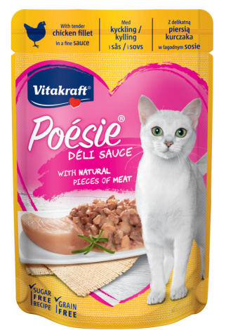 VitaKraft Katte Vådfoder Poesie DeliSauce - Med Kylling i Sovs - 85g - Sukkerfri - Kornfri - - - -