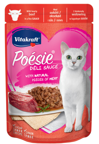 VitaKraft Katte Vådfoder Poesie DeliSauce - Med Oksekød - 85g - Sukkerfri - Kornfri - - - -