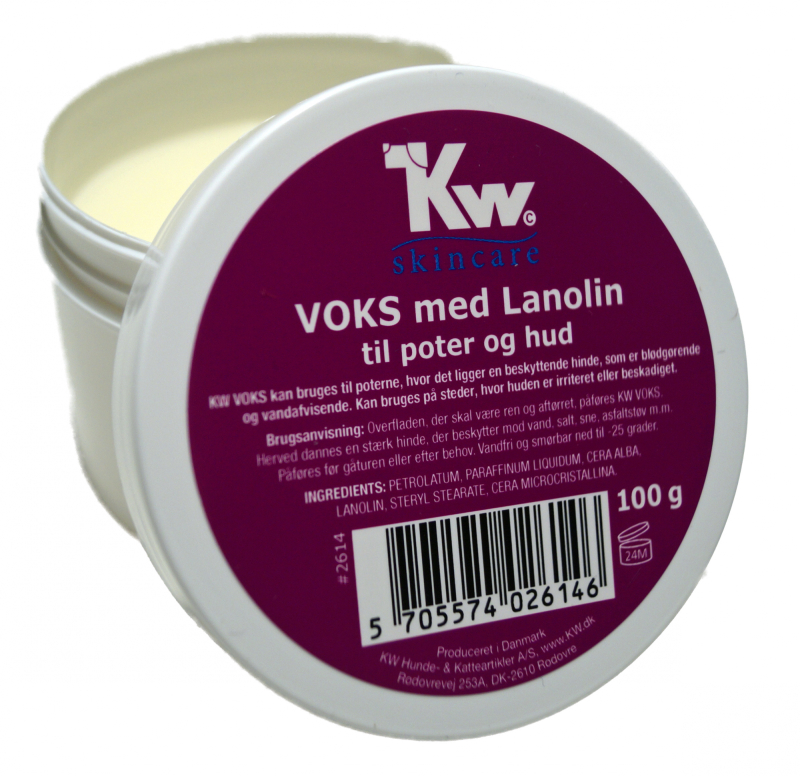Se Kw Hunde og Katte Voks med Lanolin til Poter og Hud - 100g - Vandfri - - - - hos Dyreverdenen.dk