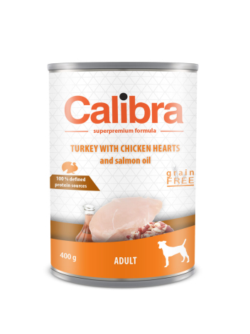 Calibra Kornfrit Hunde Vådfoder - Med Kalkun, Kyllinge Hjeter og Lakseolie - 400g