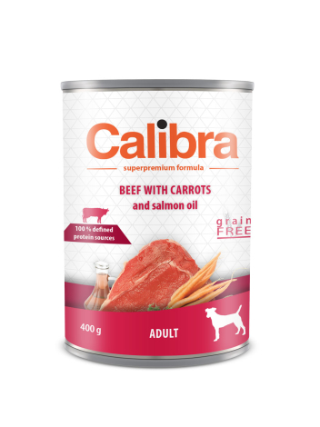 Calibra Kornfrit Hunde Vådfoder - Med Okse, Gulerødder og Lakseolie - 400g