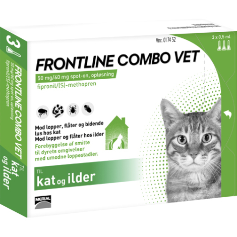 Frontline Kat Combo Vet - 3x0,5ml - Mod Lopper, Flåter og Lus
