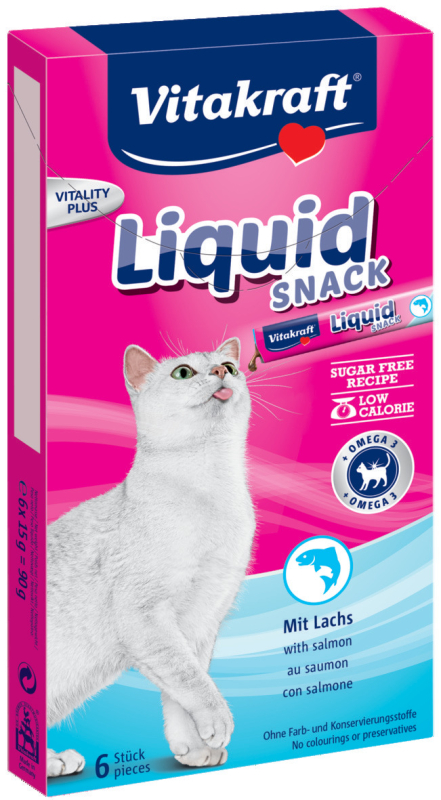 Billede af Vitakraft Liquid Katte Snack med Laks Omega 3 - 6x15g hos Dyreverdenen.dk