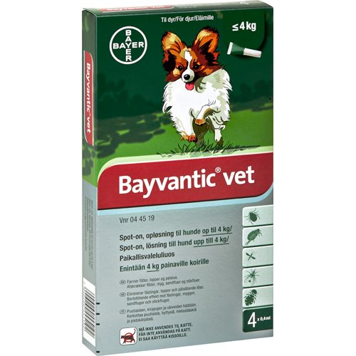 Billede af BayVantic Vet Hunde Loppe- og Flåtmiddel - Flere Størrelser - 4 Pipetter