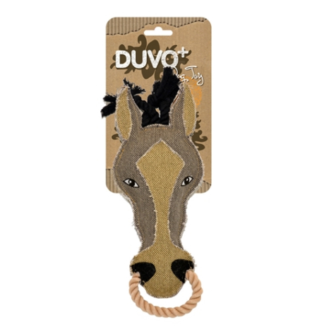 Duvo+ Hundelegetøjs Canvas Bamse Hest - 31x12cm - Med Pivelyd - - - -