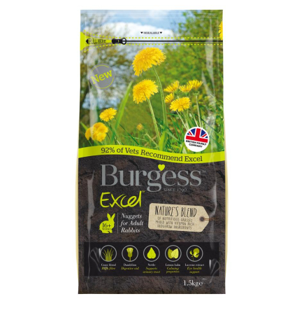 Burgess Excel Voksen Kaninfoder Nuggets - Naturlig blanding - 1,5kg