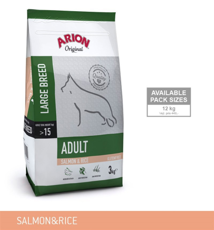 Arion Original Adult Large Breed Hundefoder - Laks og Ris - 12kg