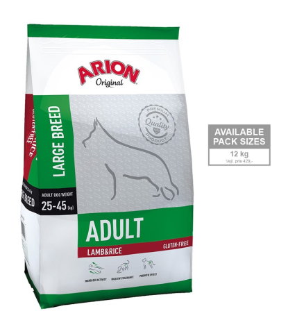 Arion Original Adult Large Breed Hundefoder - Lam og Ris - 12kg