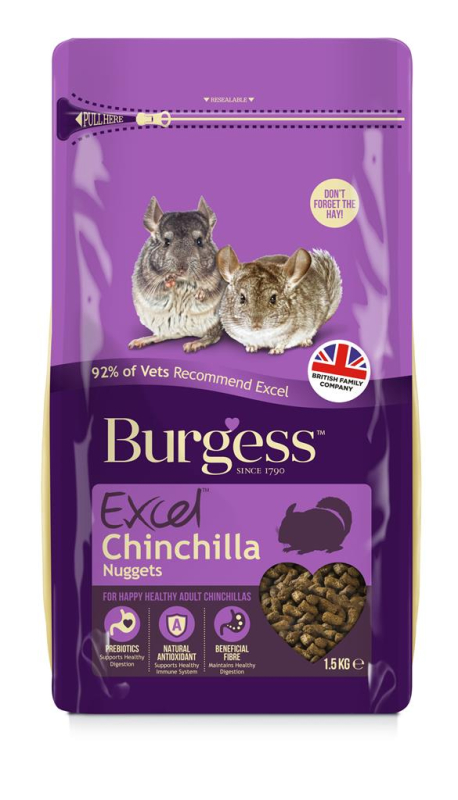 Se Burgess Excel Chinchillafoder & Dekufoder Nuggets - Med Mint - 1,5kg hos Dyreverdenen.dk