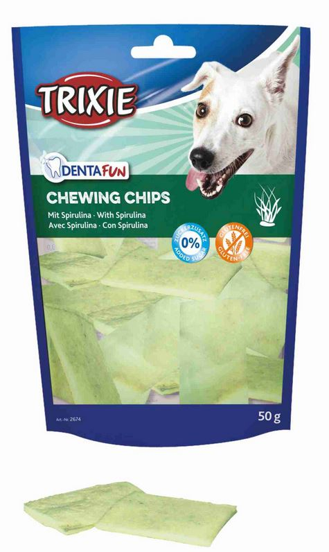 Trixie Hunde Snack Tygge Chips - Med Spirulina Alger - 50g