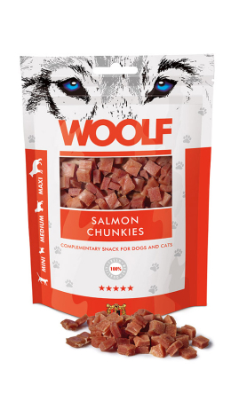 Woolf Hunde Snack Godbidder - Med Lakse Chunkies - 100g - 91% Fisk