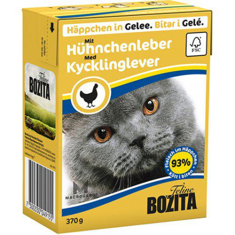 Bozita Katte Vådfoder - Med Kyllinglever Bidder i Gele- 370g - Tetra