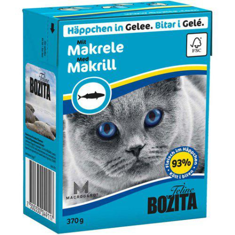 Bozita Katte Vådfoder - Med Makrel Bidder i Gele - 370g - Tetra