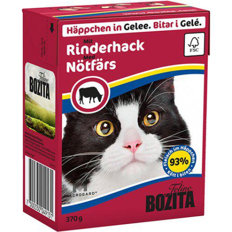 Bozita Katte Vådfoder - Med Hakket Oksekød Bidder i Gele - 370g - Tetra