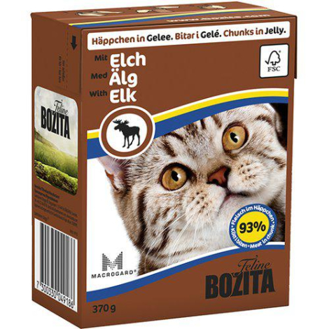 Bozita Katte Vådfoder - Med Elg Bidder i Gele - 370g - Tetra