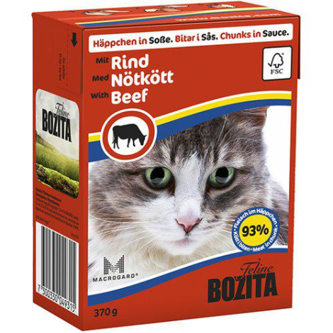 Bozita Katte Vådfoder - Med Okse Bidder i Sovs - 370g - Tetra