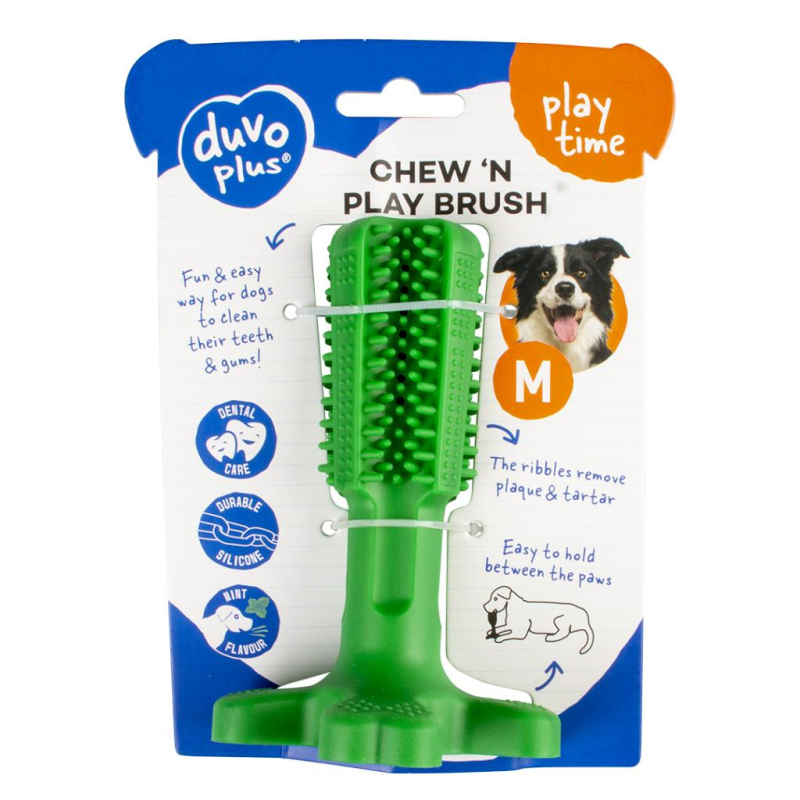 Duvo+ Hundelegetøjs Chew´N Play Børste - 12x7,6cm - Grøn
