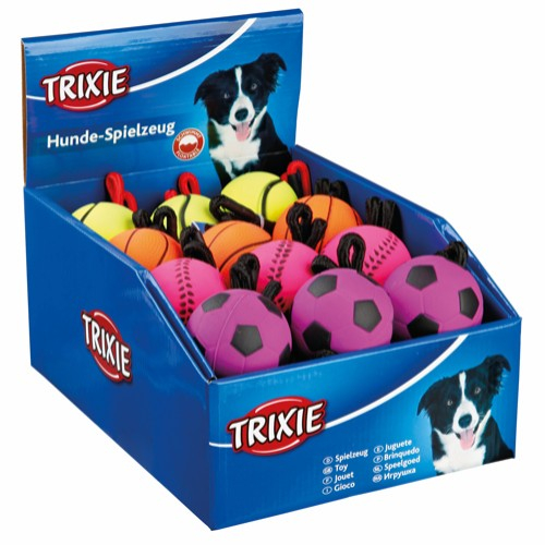 Trixie Hundelegetøjs Mosgummi Bold - Med Snor