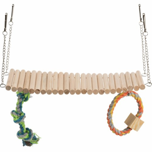 Trixie Hængebro - Med Reb & legetøj til Mus & hamstere - 30x17x9cm
