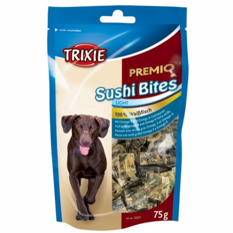 Trixie Premio Hunde Snack Godbidder med Sushi Bider - Hvid Fiskeskind - 75g - 100% Fisk