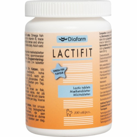 Diafarm Lactifit Mælkegærtabletter Med Omega 3 Til Katte - 100stk