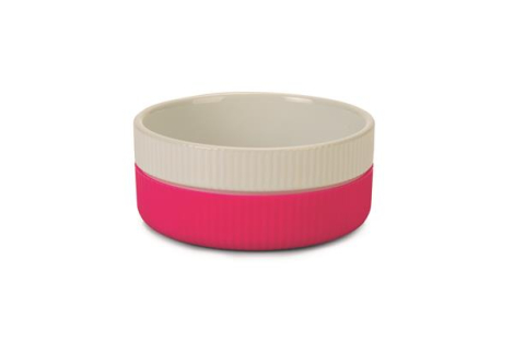 Beeztees Madskål i Keramik og Blød Silikone - Pink - Ø11,5x5cm