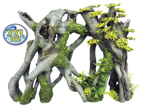 Nobby Akvarie Dekorations Træ - Med Planter - 50,3x16x36,3cm - XXL