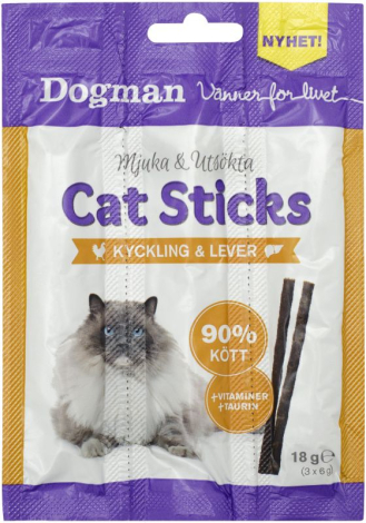 Dogman Kattesnack Sticks - Med Kylling & Lever - 3stk