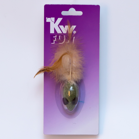 KW Fun Kattelegetøjs Mus - Med Fjer & Catnip - 6cm