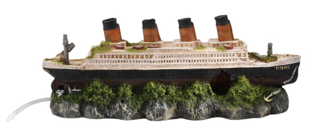 Aqua Della Akvariedekorations Titanic - Med Luftsten - 39x11x17cm