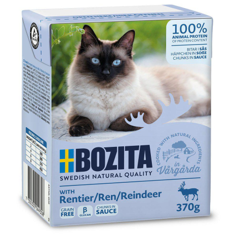 Bozita Katte Vådfoder - Med Rensdyr Bidder i Sovs - 370g - Tetra