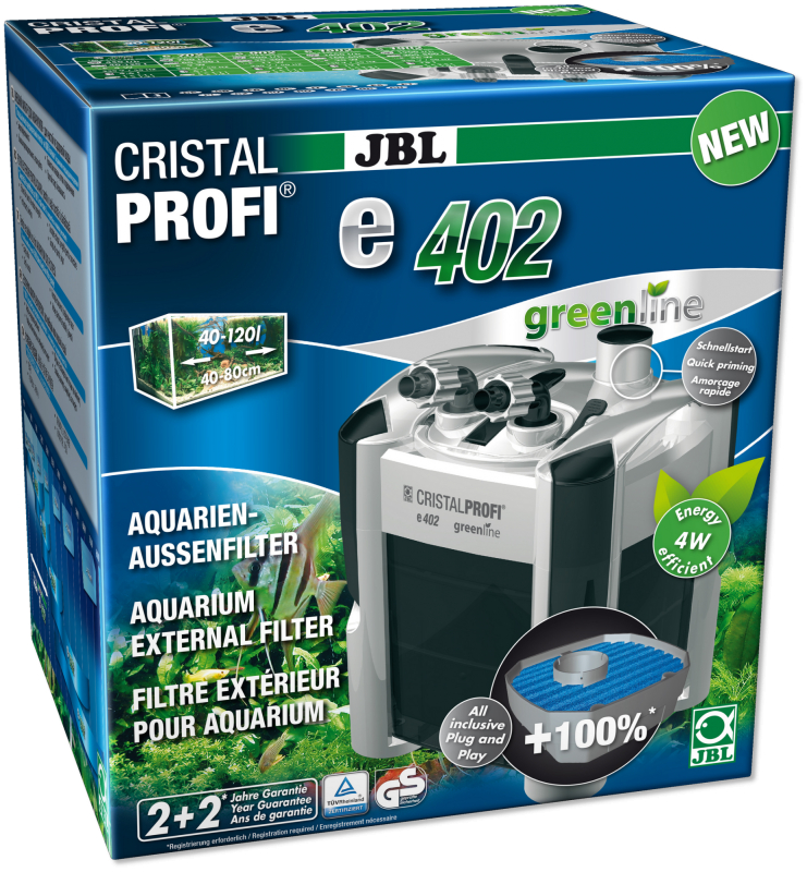 Se JBL Cristalprofi E402 Greenline Udvendigt Akvariefilter - 40-120l hos Dyreverdenen.dk