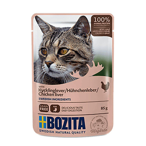 Bozita Katte Vådfoder - Med Kyllingelever Bidder i Gele - 85g