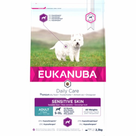 Eukanuba Daily Care Hundefoder - Sensitive Skin - Allergivenligt - 2,3kg