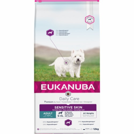 Eukanuba Daily Care Hundefoder - Sensitive Skin - Allergivenligt - 12kg