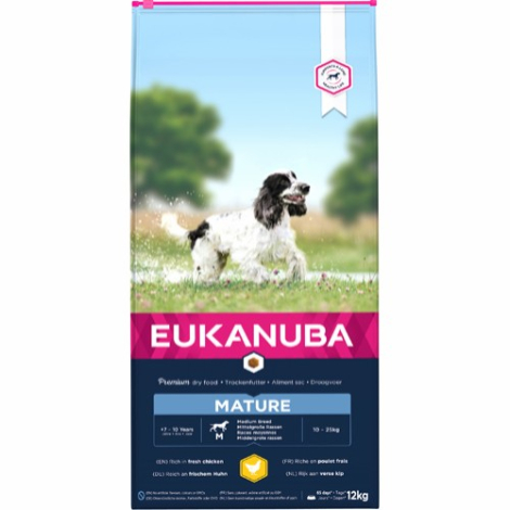 Eukanuba Mature Hundefoder - Medium Breed - Med Kylling - 12kg