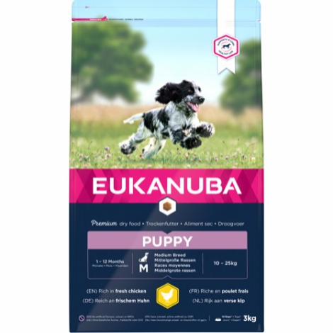 Eukanuba Hvalpefoder - Medium Breed - Med Kylling - 3kg