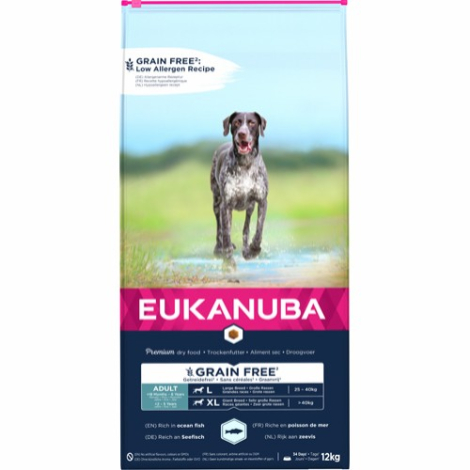 Eukanuba Adult Hundefoder - Large Breed - Med Fisk - 12kg - Kornfri