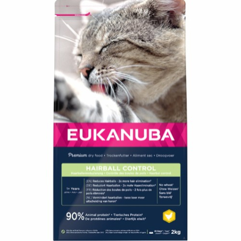 Eukanuba Adult Kattefoder - Med Hårbolle Kontrol - 2kg - Kornfri