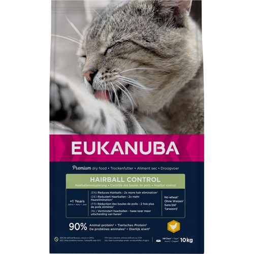 Eukanuba Adult Kattefoder - Med Hårbolle Kontrol - 10kg - Kornfri