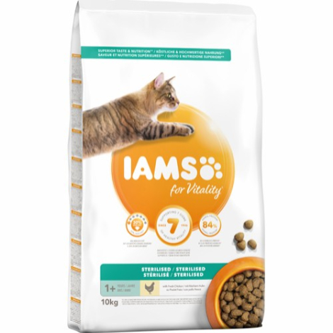 Iams For Vitality Adult Kattefoder - Sterilised - 10kg