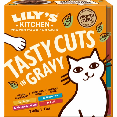 Lily's Kitchen Katte Vådfoder Tasty Cuts In Gravy Tins Multipack - 8x85g - Kornfrit thumbnail