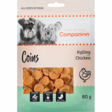 Companion Hundesnack Kyllinge Coins - 80g - Gluten- & Sukkerfri