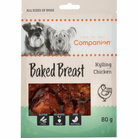 Companion Hundesnack Bagt Kyllige Bryst - 80g - Gluten- & Sukkerfri