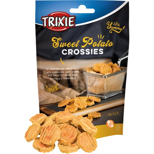 Se Trixie Hundesnack Sødekartoffel Crossies - Med Kylling - 100g - Sukker- & Glutenfrie hos Dyreverdenen.dk