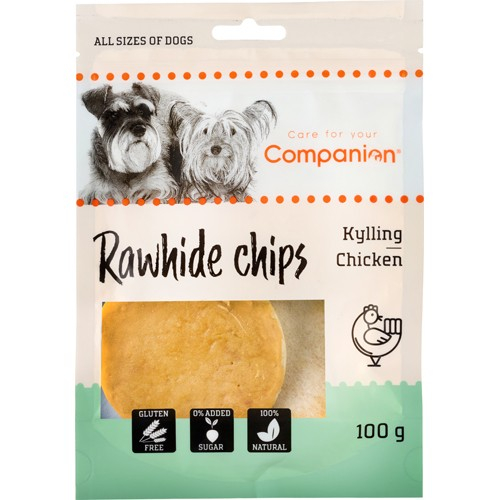 Opførsel personlighed Bank Companion Hundesnack Råhuds Kyllige Chips - 100g - Gluten- & Sukkerfri