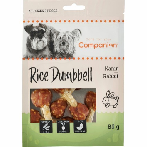 Companion Hundesnack Kanin & Ris Dumbbell - 80g - Gluten- & Sukkerfri