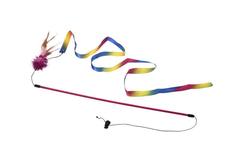 Billede af Kattelegetøjs Drillepinde - Med Regnbuevimpel - 137cm - 3stk