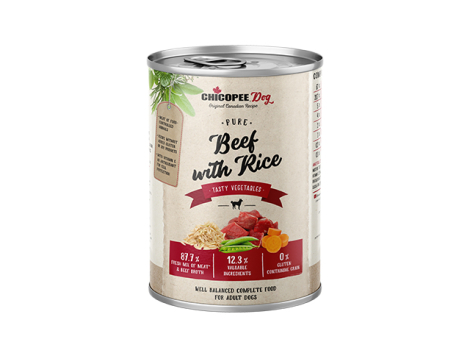 Chicopee Pure Hundevådfoder - Med Okse & Ris - 400g - Glutenfrit